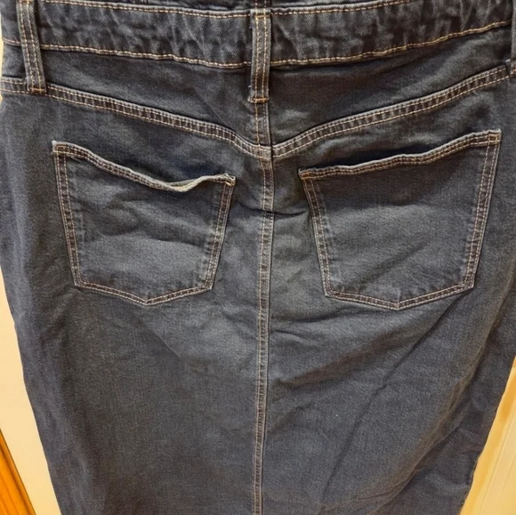 Denim Halter Midi Dress - Dark Wash - Women's Size 12 - New Streetwear Western - Picture 9 of 16